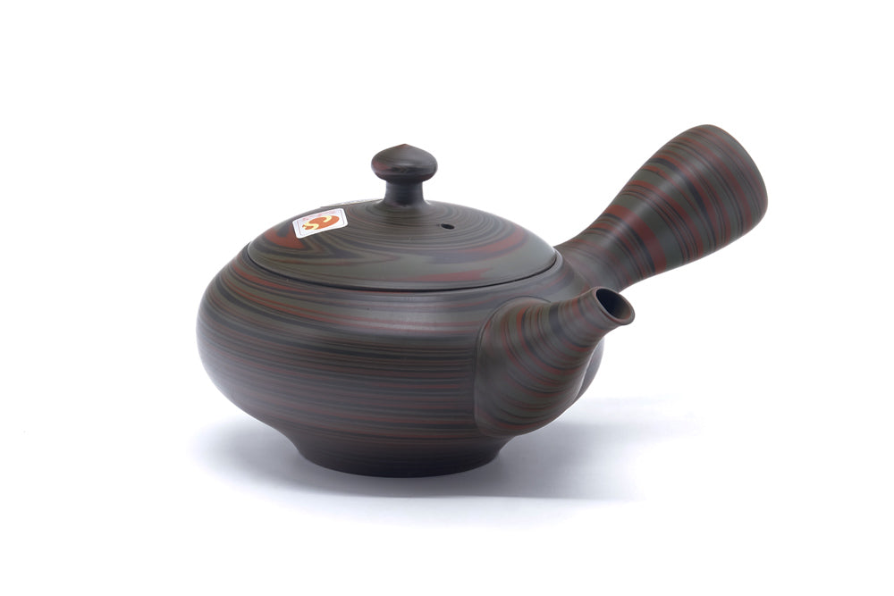 Japanese Kyusu - 雲仙窯 Unzen Kiln - Green Nerikomi Tokoname-yaki Teapot - 260ml