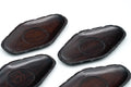 Japanese Chataku - Set of 5 Diamond Carved Wooden Antique Tea Saucers