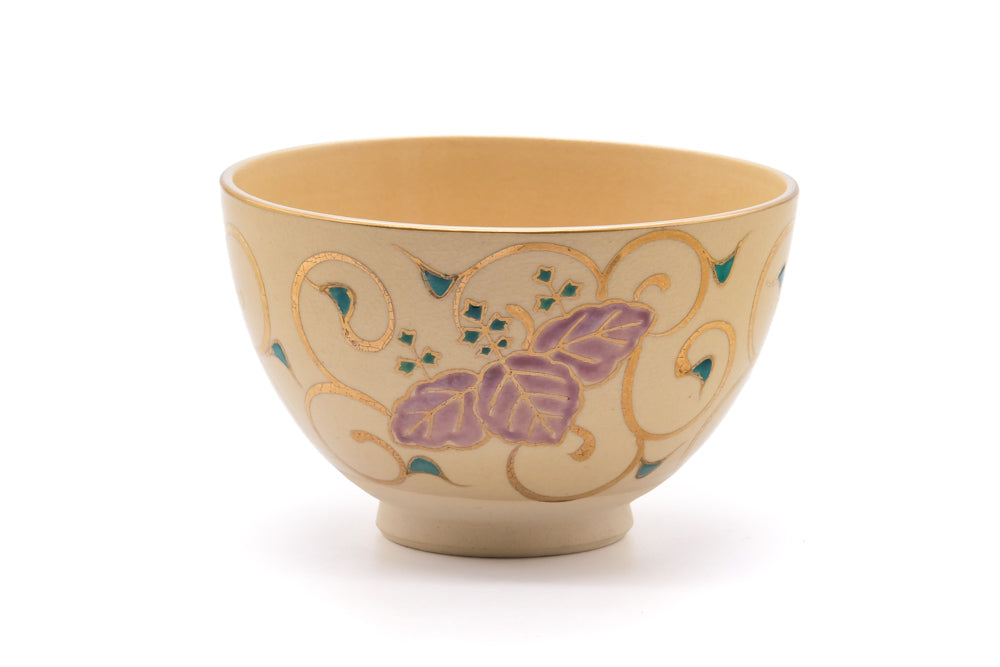 Japanese Matcha Bowl - Colorful Paulownia Patterned Kyo Chawan - 400ml