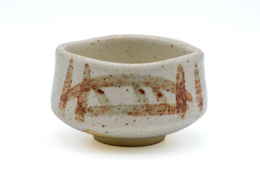 Japanese Matcha Bowl - Abstract White Shino Mino-yaki Chawan