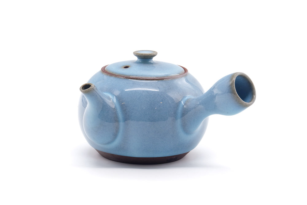 Japanese Kyusu - Blue Glazed Ceramic Teapot - 175ml