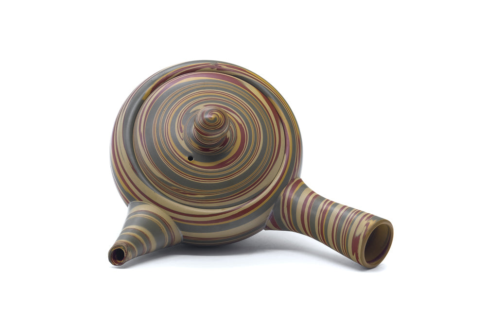 Japanese Kyusu - Yellow Green Nerikomi Tokoname Teapot - 200ml
