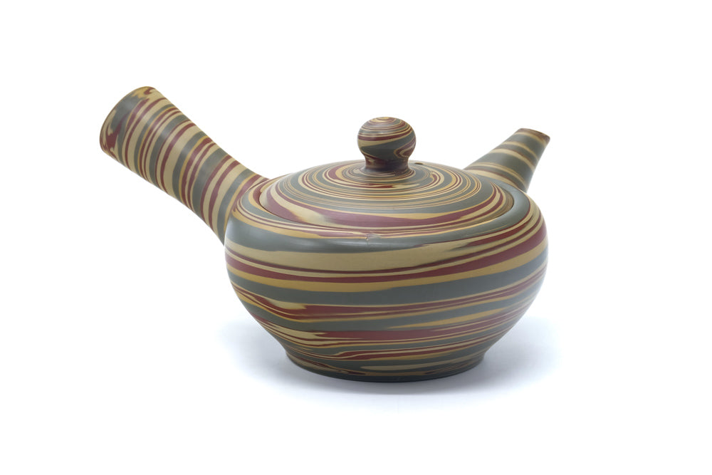Japanese Kyusu - Yellow Green Nerikomi Tokoname Teapot - 200ml