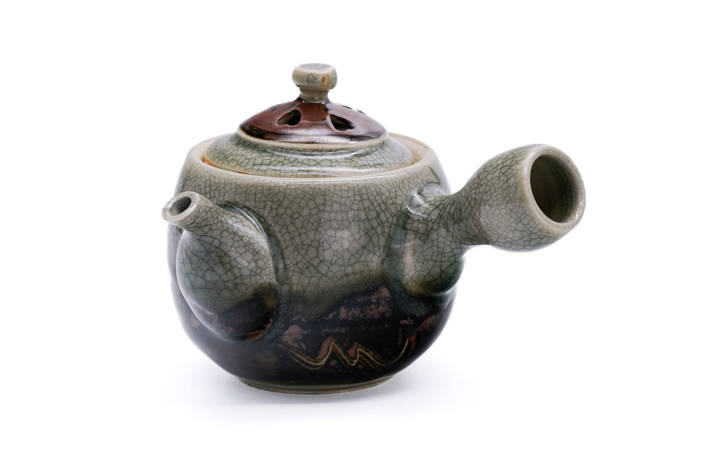 Double-walled Obori Soma-yaki Kyusu - 200ml