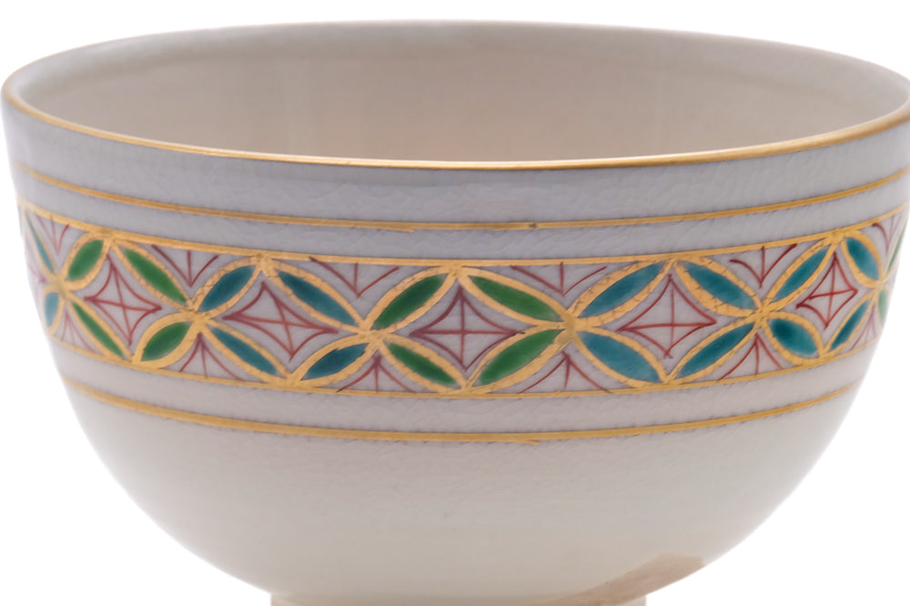 Japanese Matcha Bowl - 七宝 Shippō Striped Kyo Chawan - 400ml