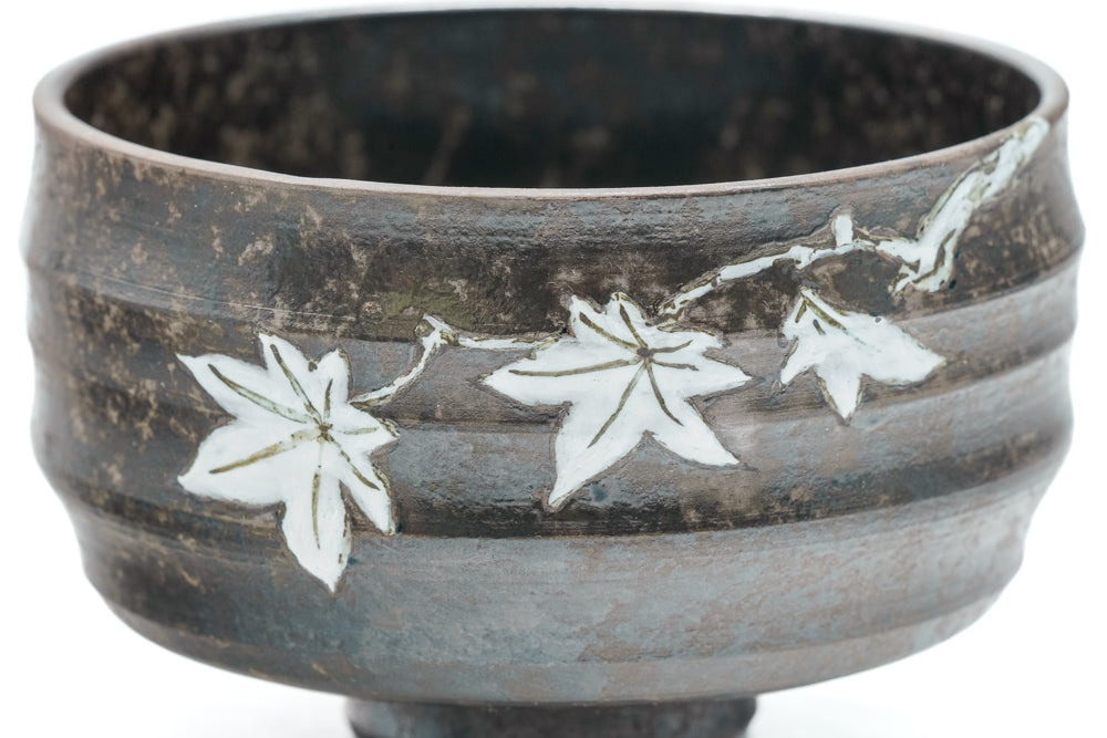 Japanese Matcha Bowl - Momiji Metallic Glazed Spiraling Chawan
