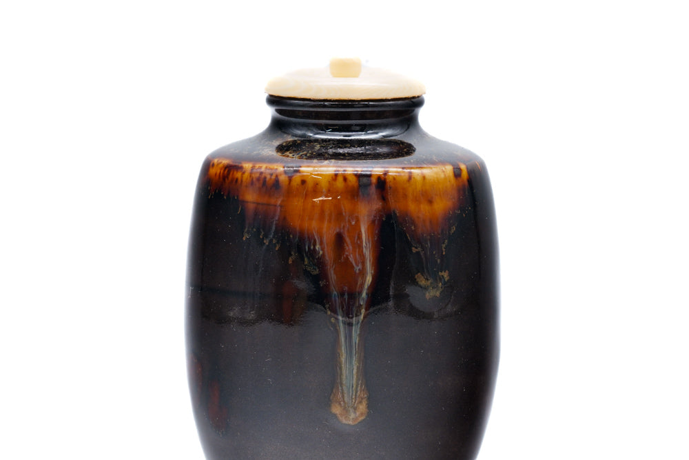 Japanese Chaire - 桶谷定一 Teiichi Oketani - Katatsuki Tea Caddy with Shifuku