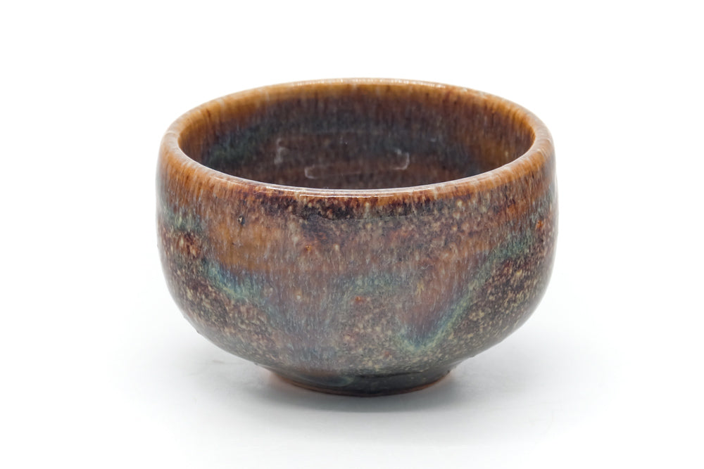 Japanese Teacups - Pair of Brown Blue Speckled Glaze Yunomi
