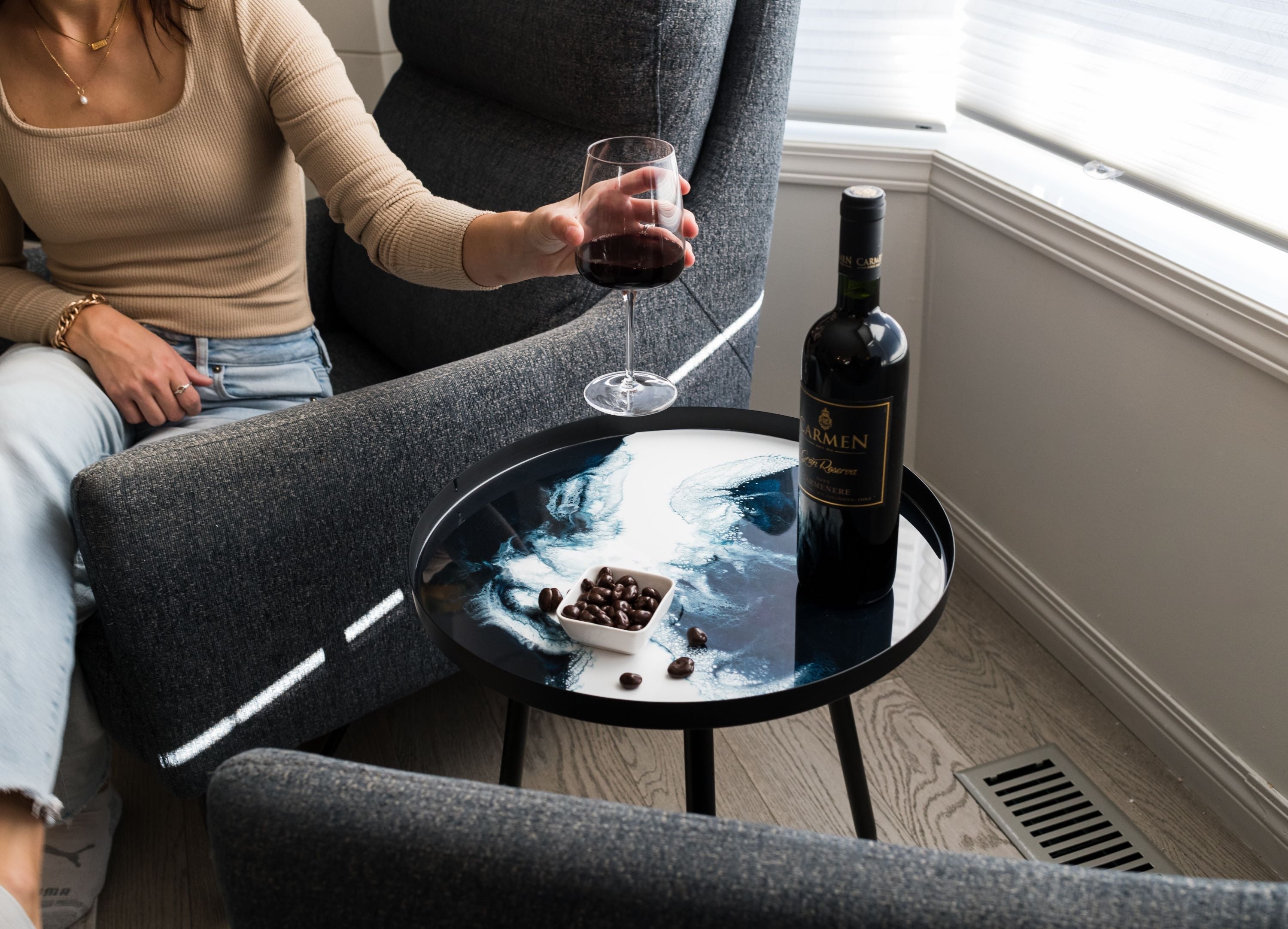 Resin Accented Side Table
