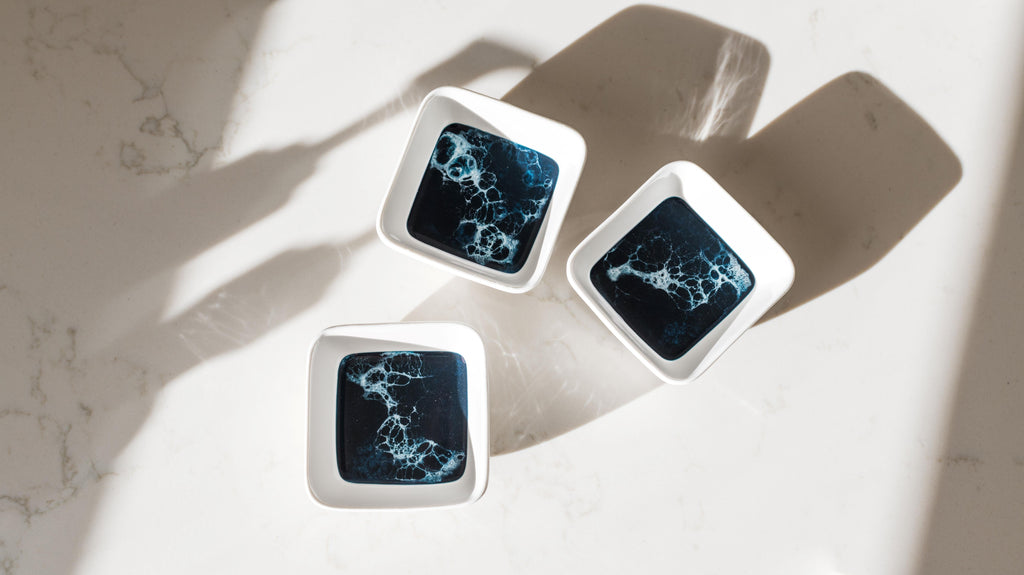 Resin Accented Ceramic Dipping Bowls (sets of 3)