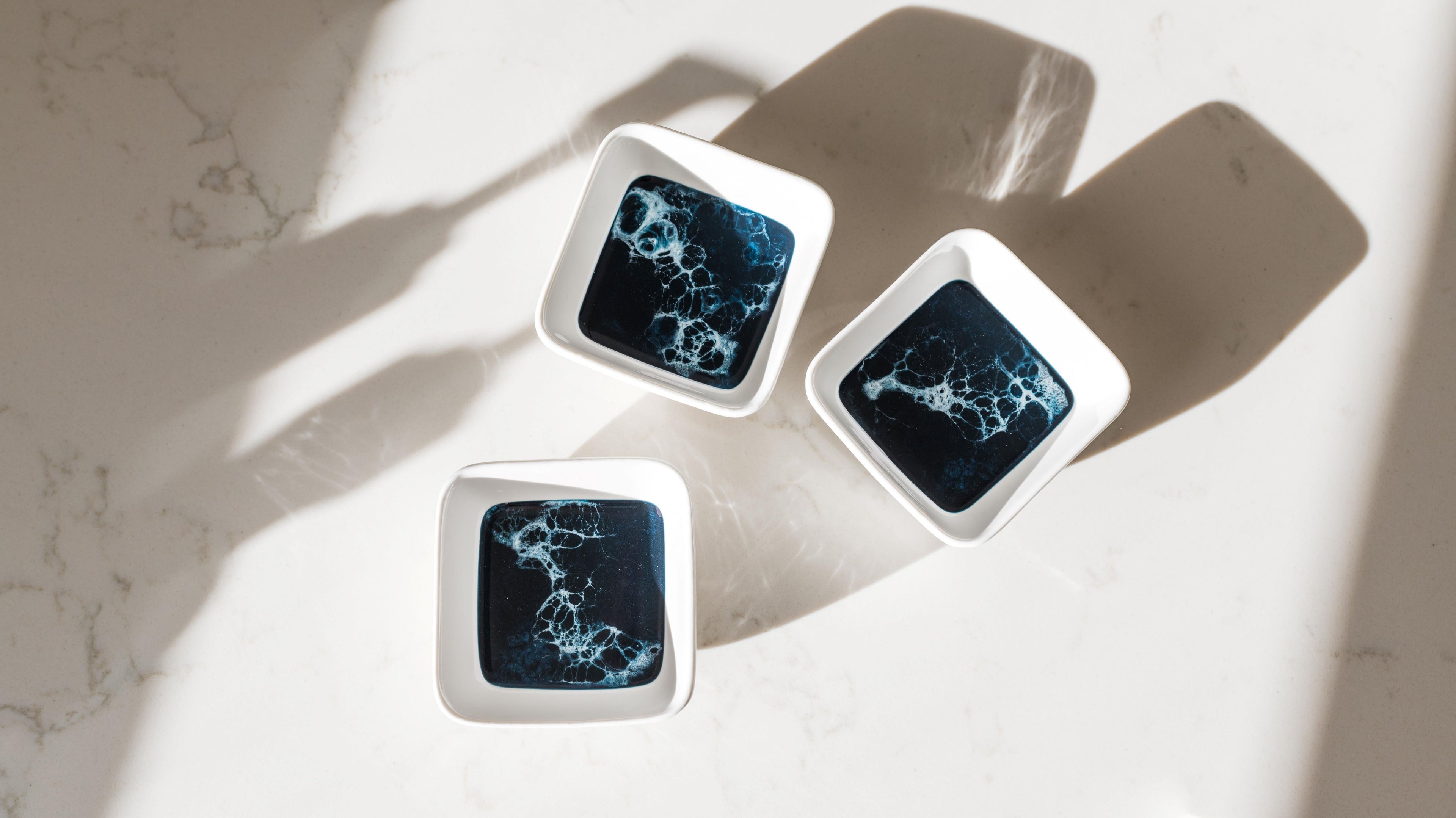 Resin Accented Ceramic Dipping Bowls (sets of 3)