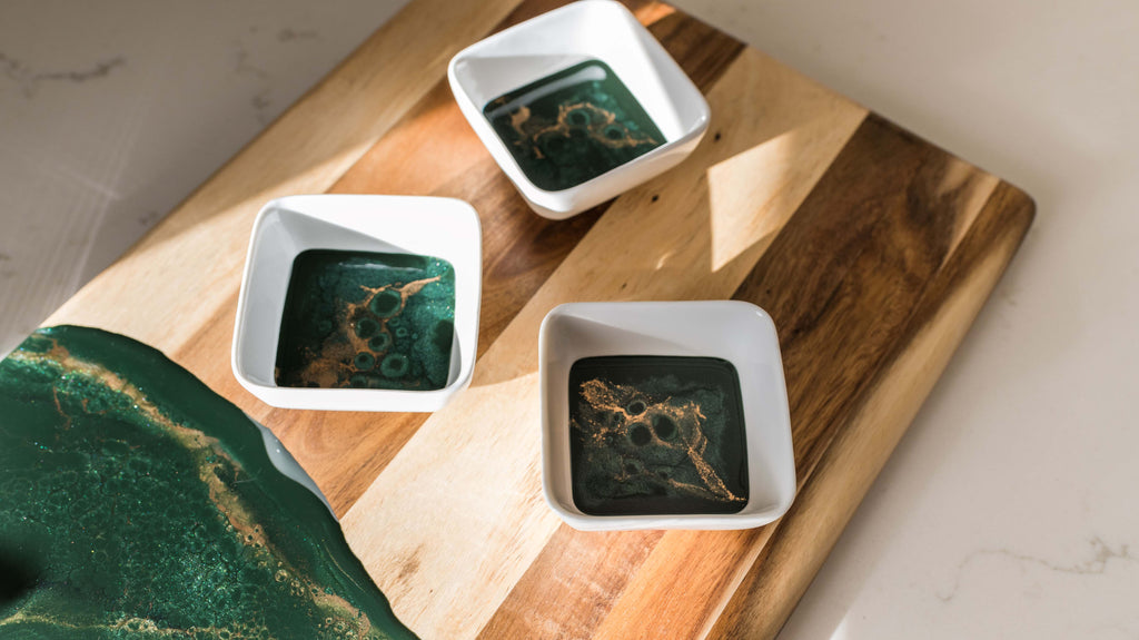 Resin Accented Ceramic Dipping Bowls (sets of 3)