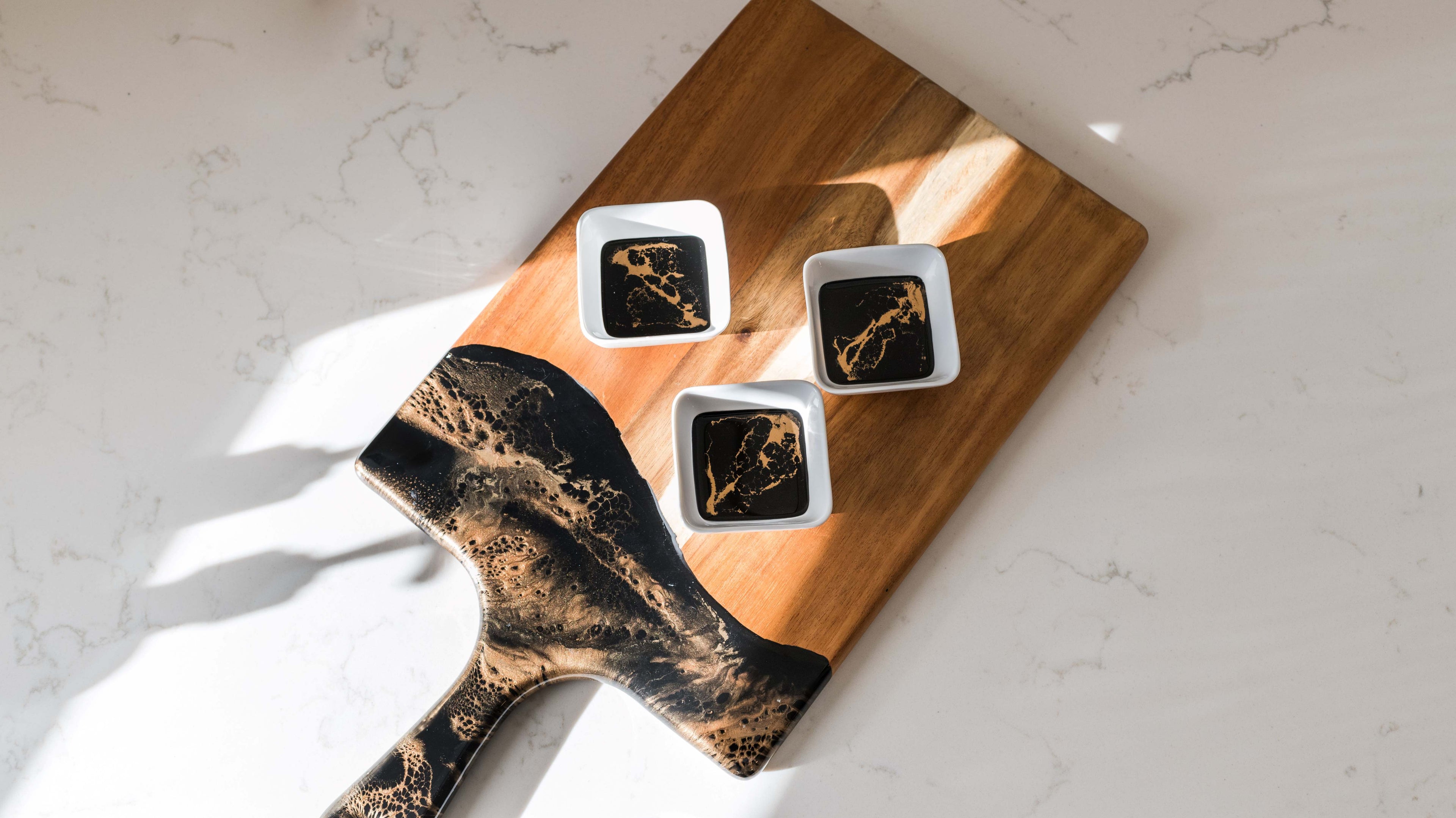 Resin Accented Ceramic Dipping Bowls (sets of 3)