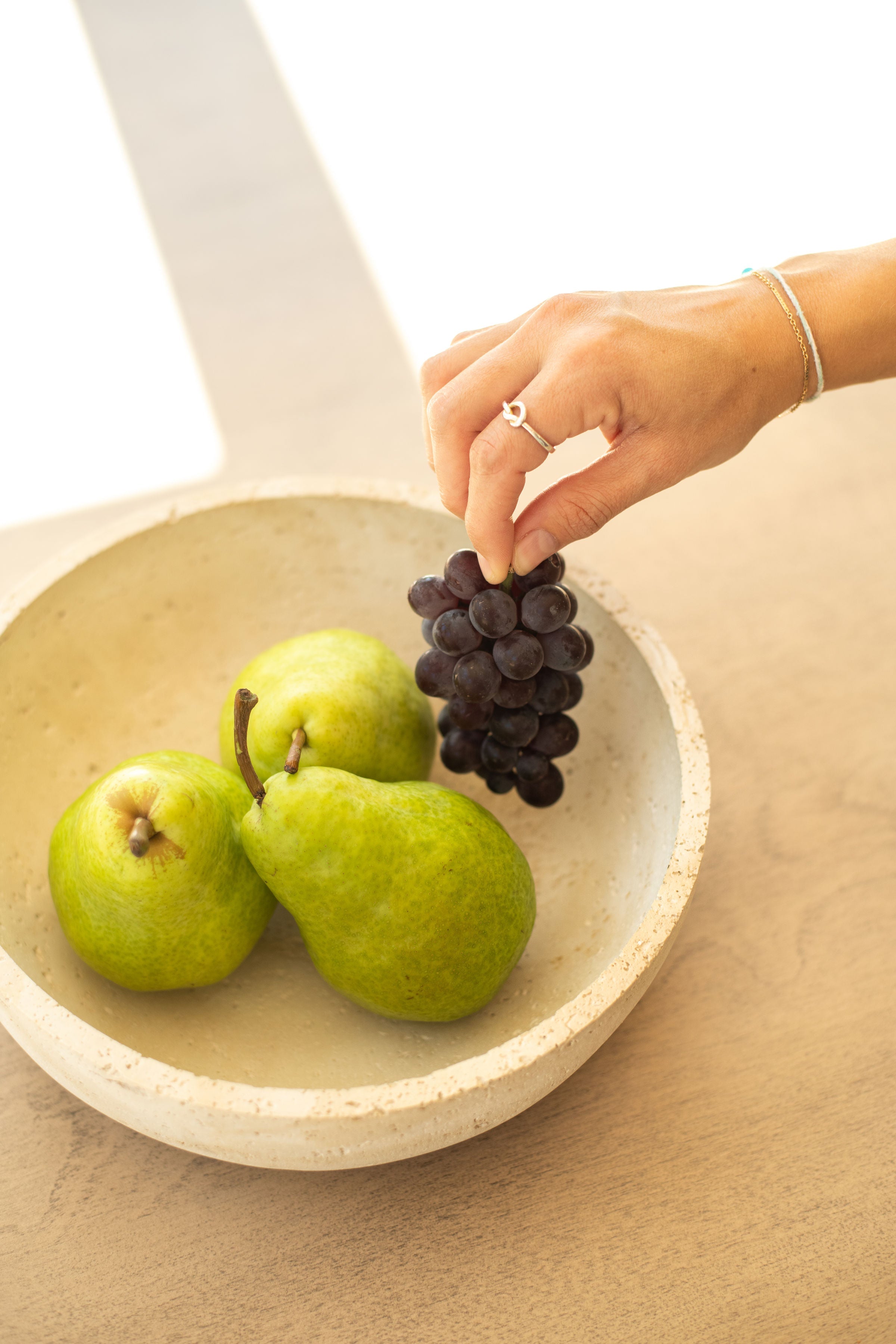 Travertine and Lava Rock Fruit Bowl