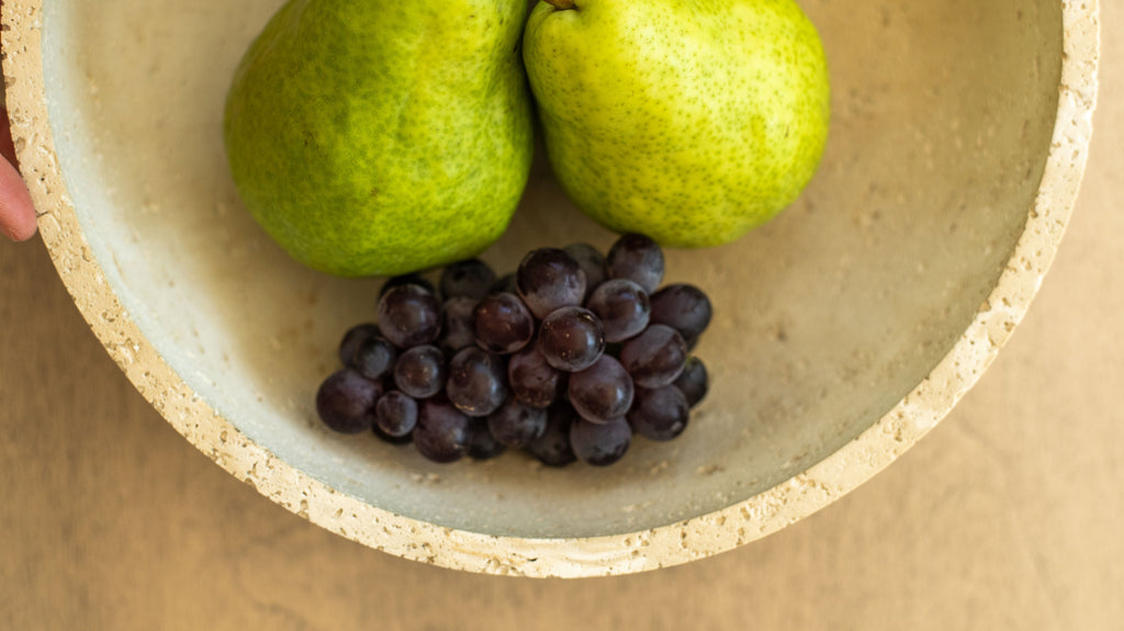 Travertine and Lava Rock Fruit Bowl