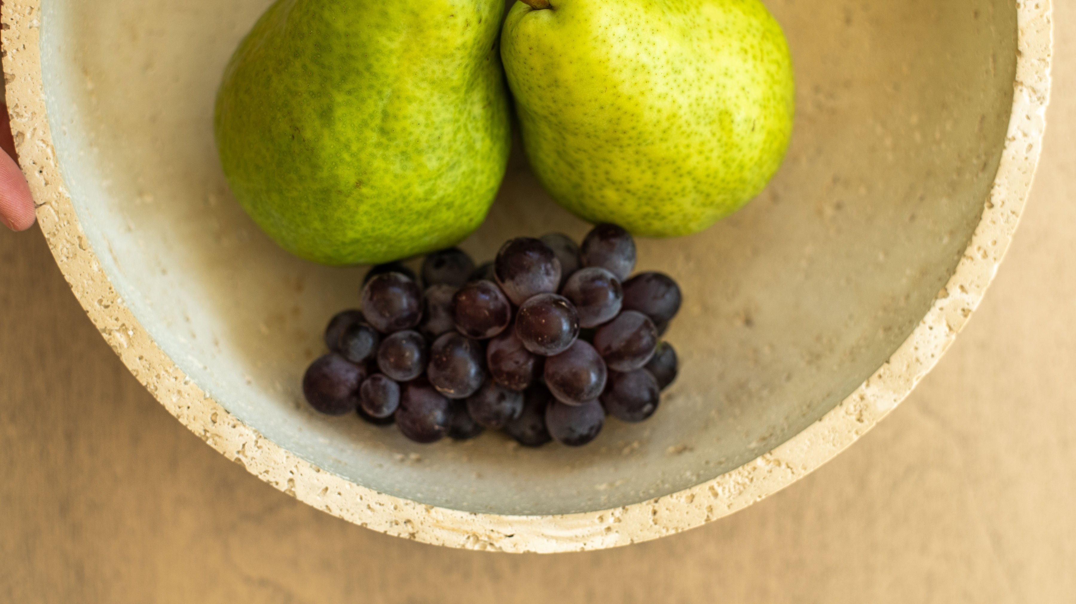 Travertine and Lava Rock Fruit Bowl
