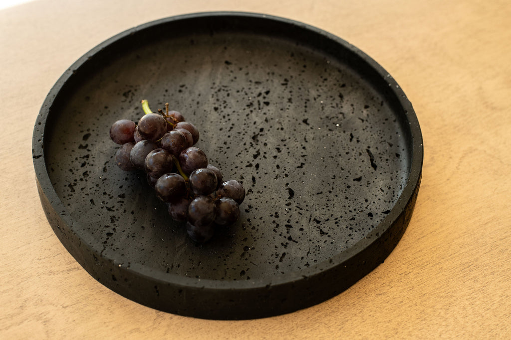 Travertine and Lava Rock Round Trays