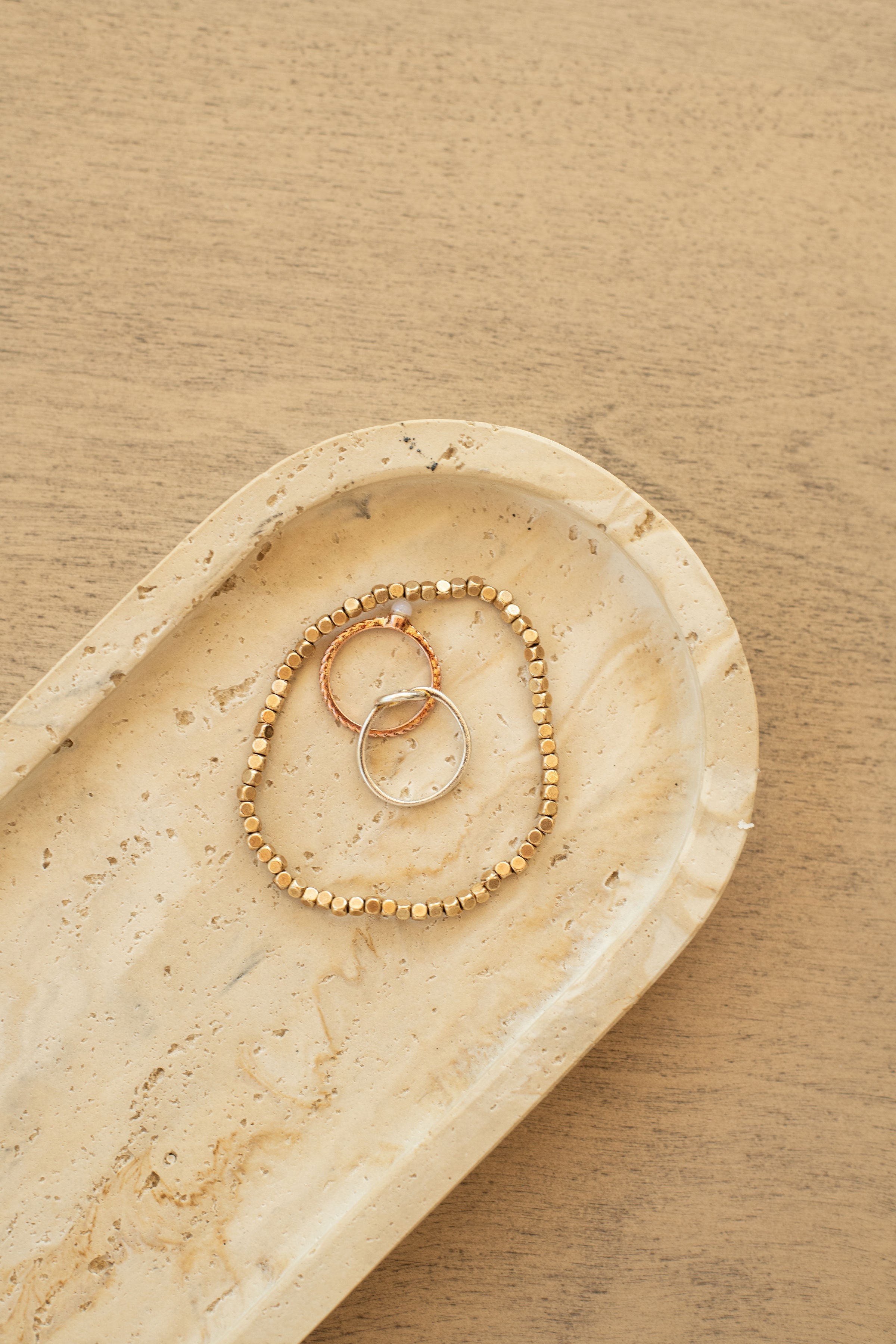 Travertine and Lava Rock Oval Trays