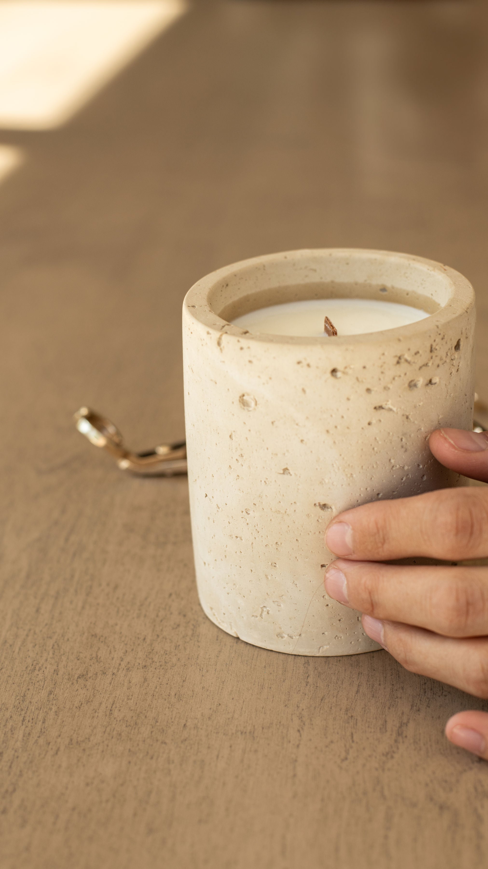 Travertine and Lava Rock Candle (with lid) - NEW SPRING SCENTS AVAILABLE!
