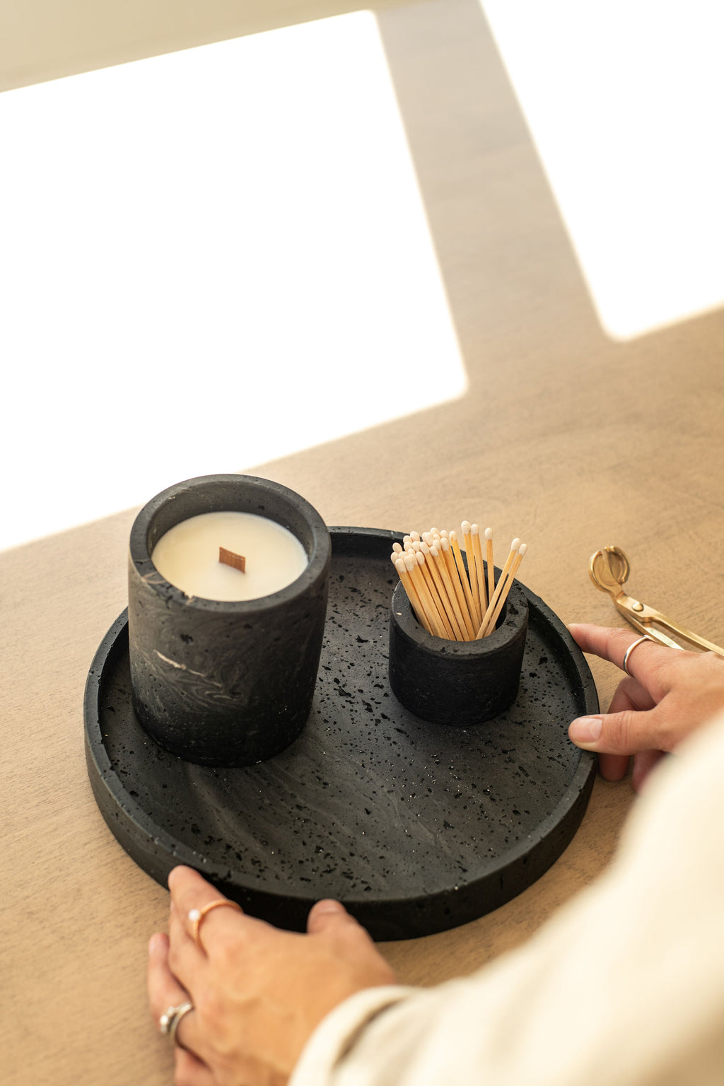 Travertine and Lava Rock Candle (with lid) - NEW SPRING SCENTS AVAILABLE!