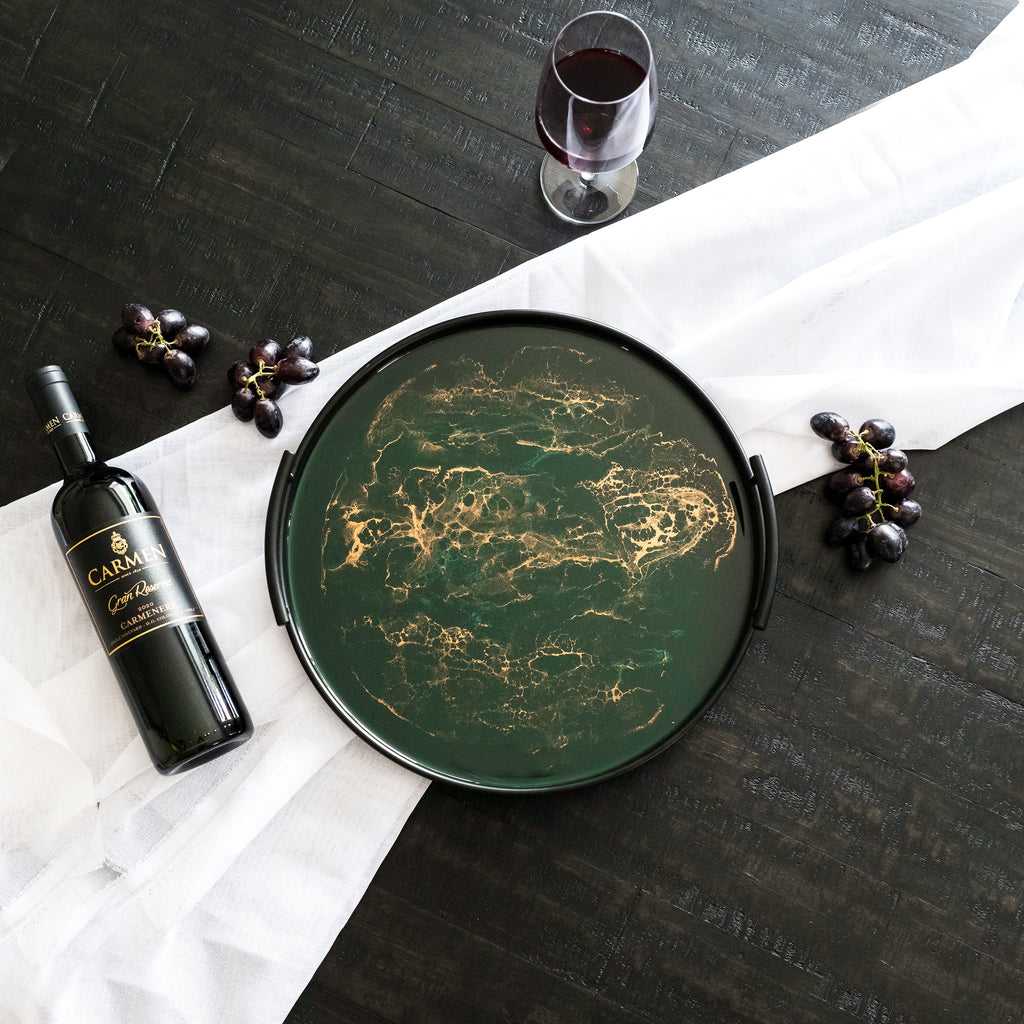 Resin Black Round Tray
