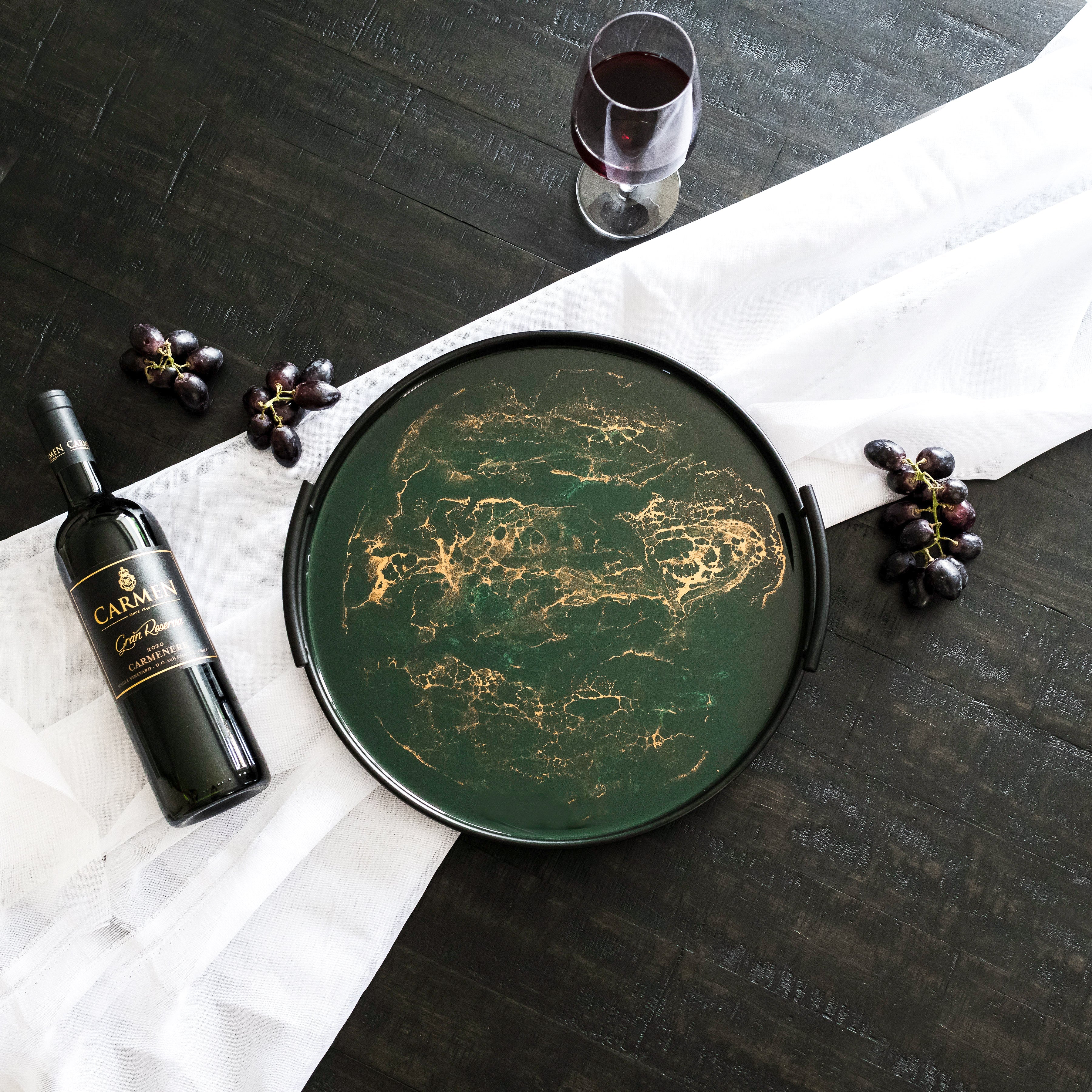 Resin Black Round Tray