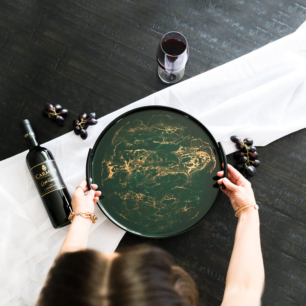 Resin Black Round Tray
