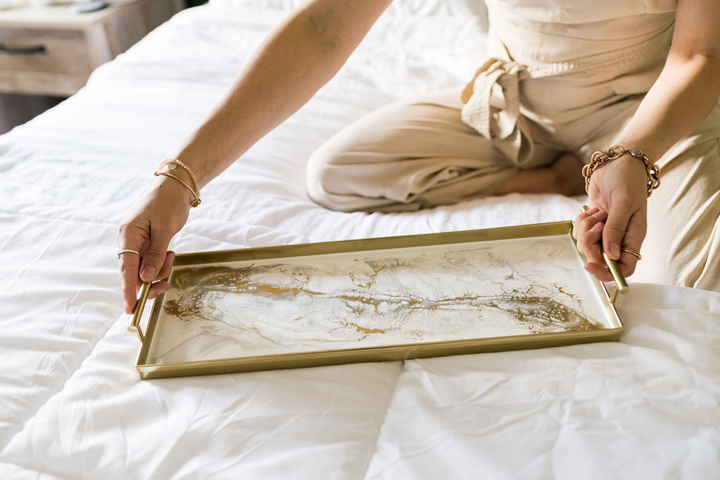 Back in Stock! Resin Gold Rectangle Tray