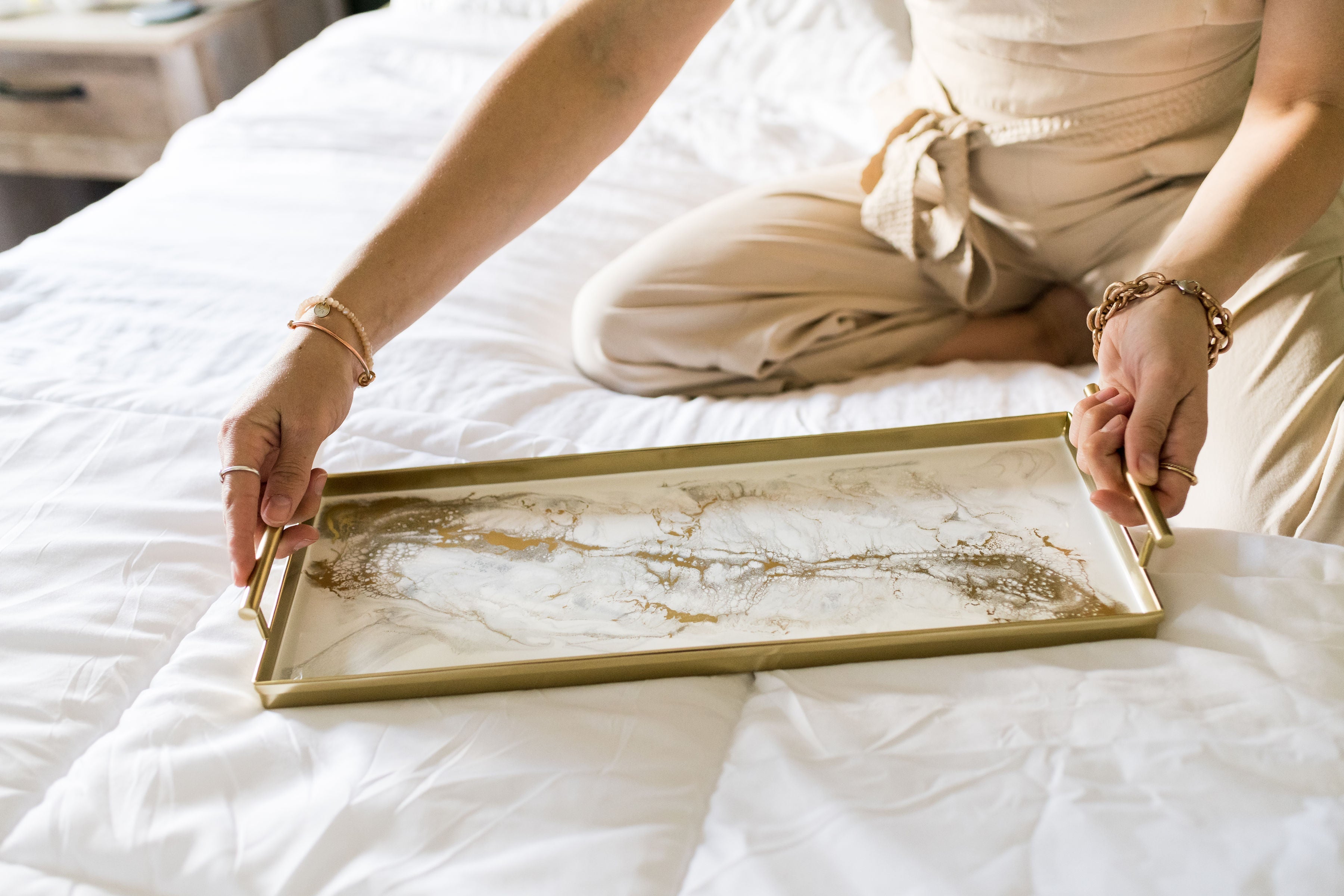 Back in Stock! Resin Gold Rectangle Tray