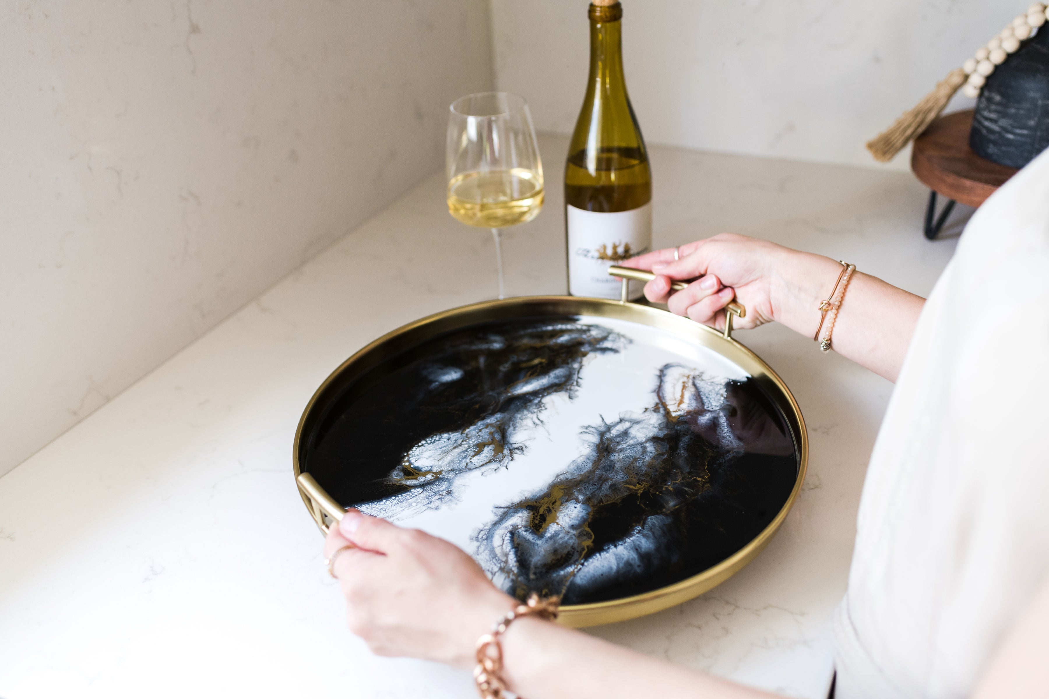 Back in stock! Resin Gold Round Tray