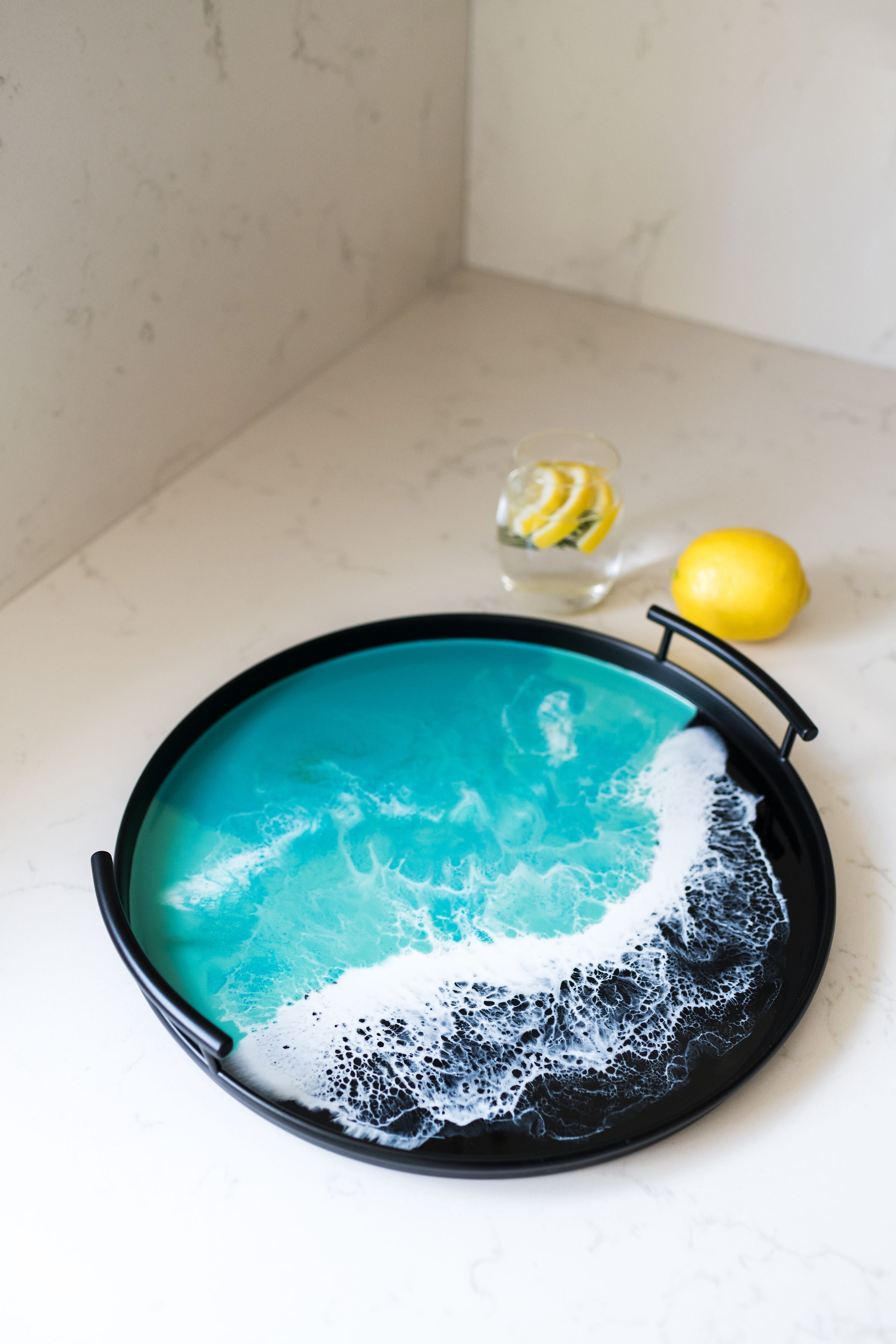 Resin Black Round Tray