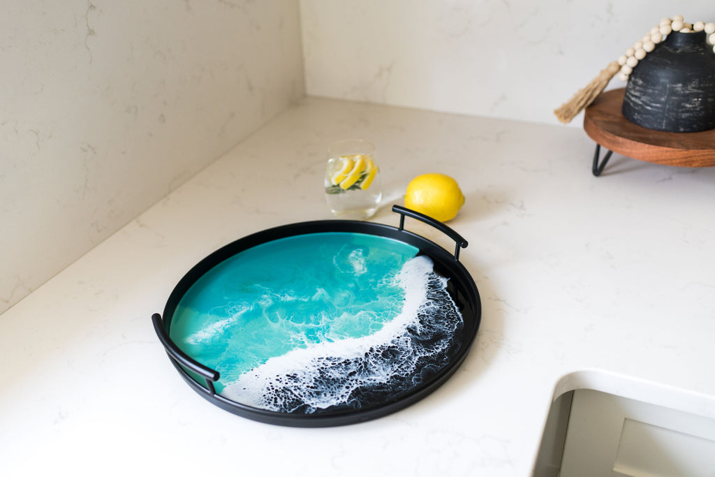 Resin Black Round Tray