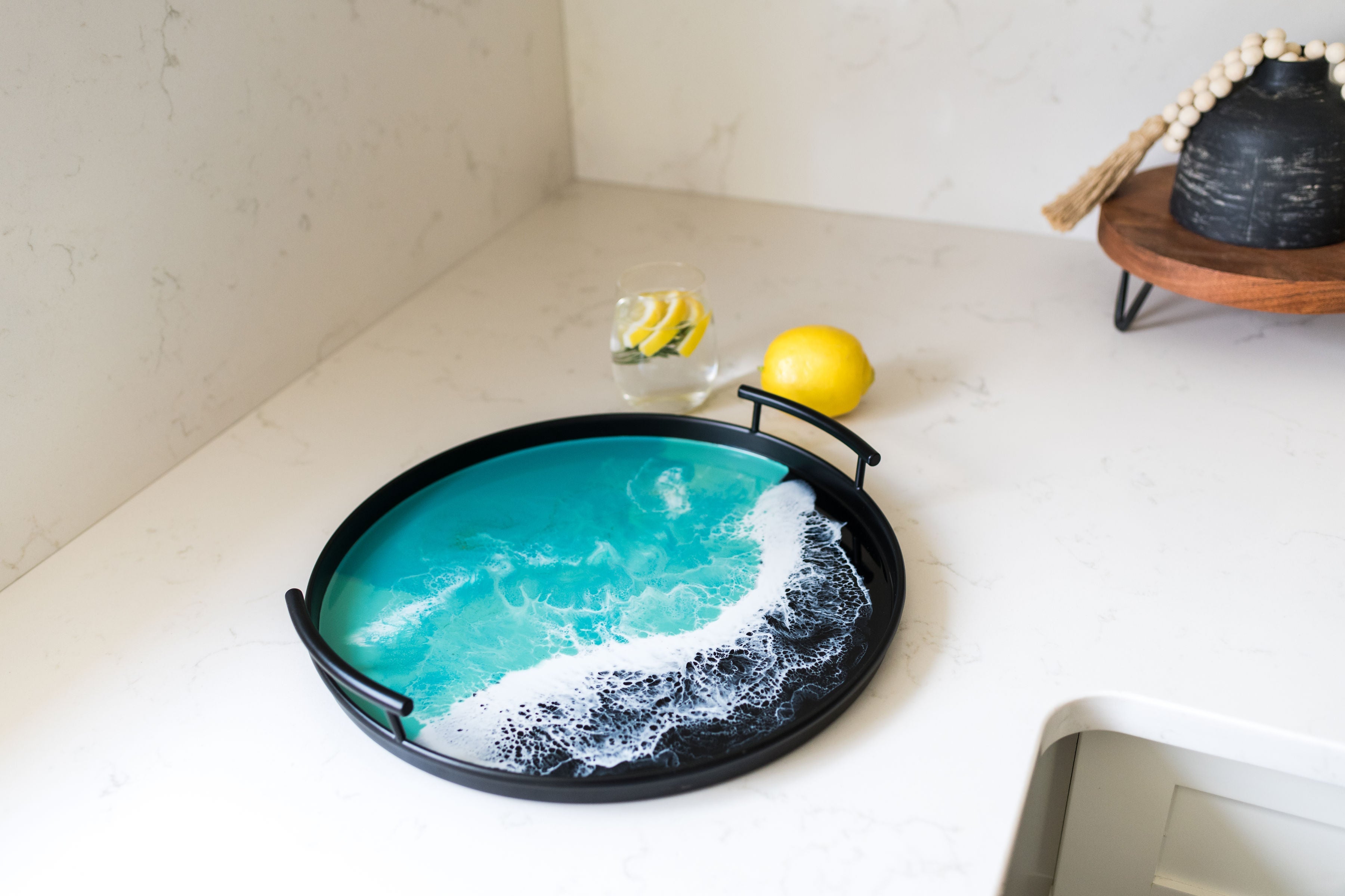 Resin Black Round Tray