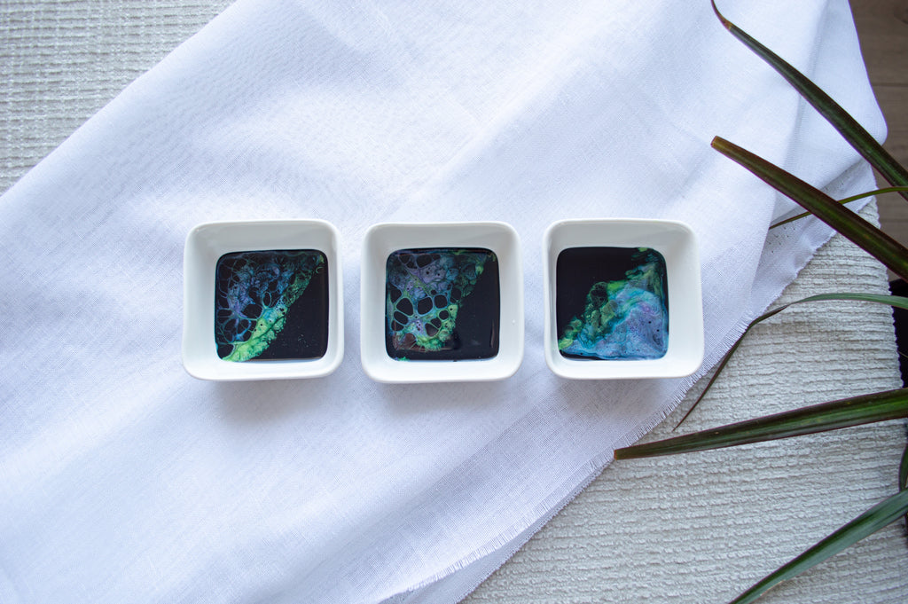 Resin Accented Ceramic Dipping Bowls (sets of 3)