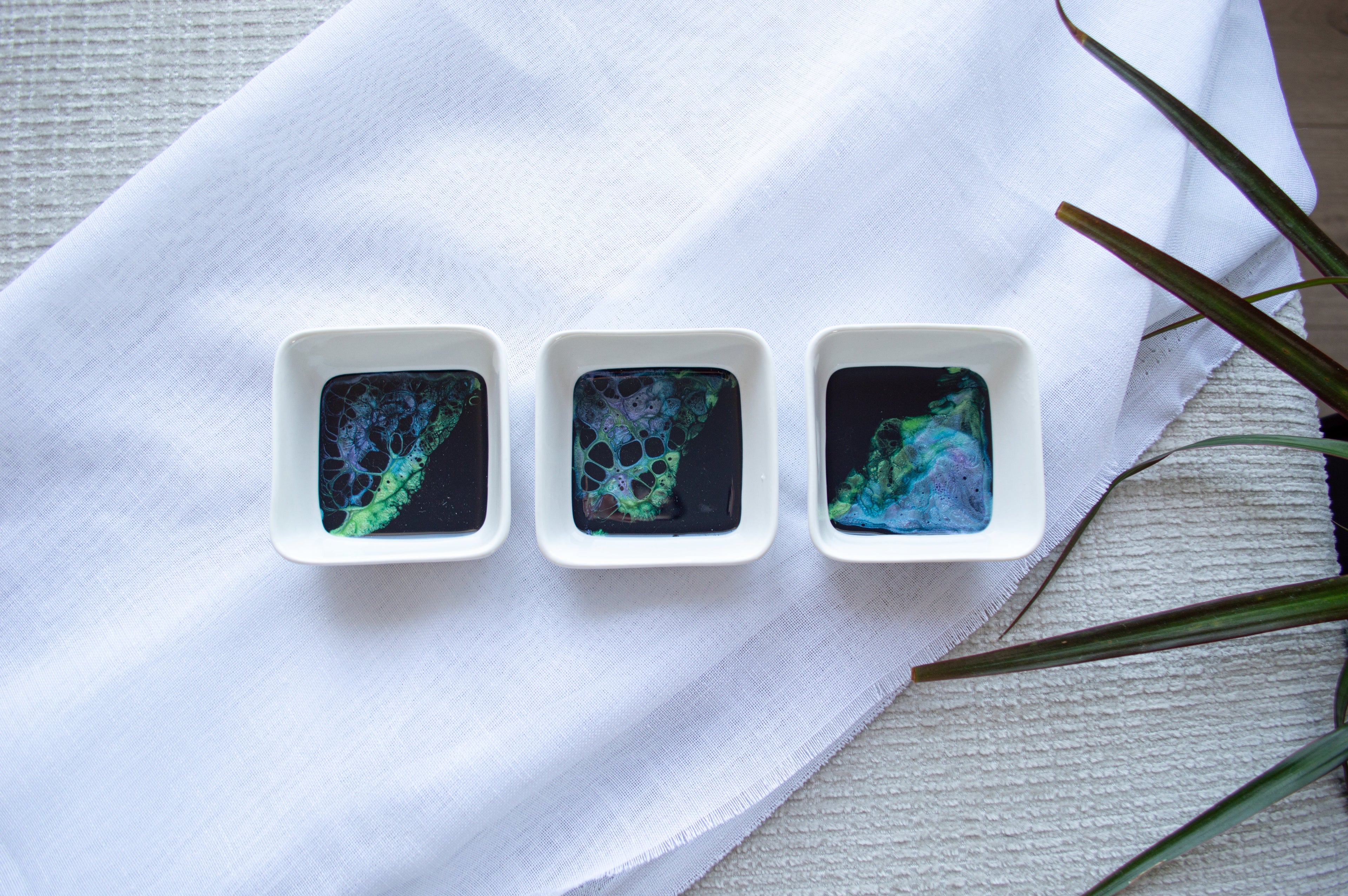Resin Accented Ceramic Dipping Bowls (sets of 3)