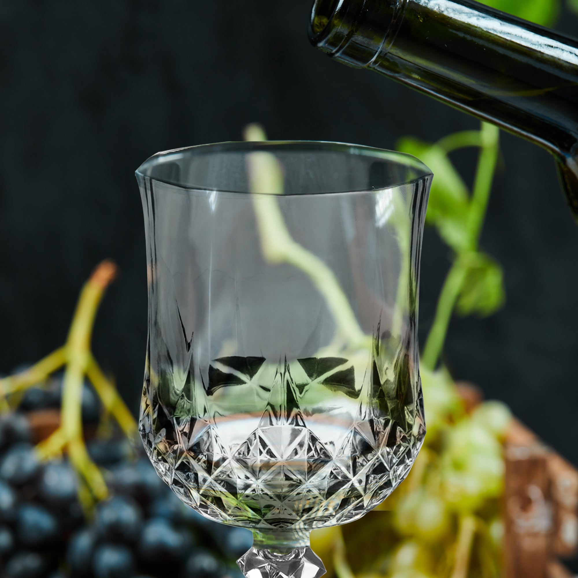 Crystal Cut Plastic Wine Glasses (8 oz. )