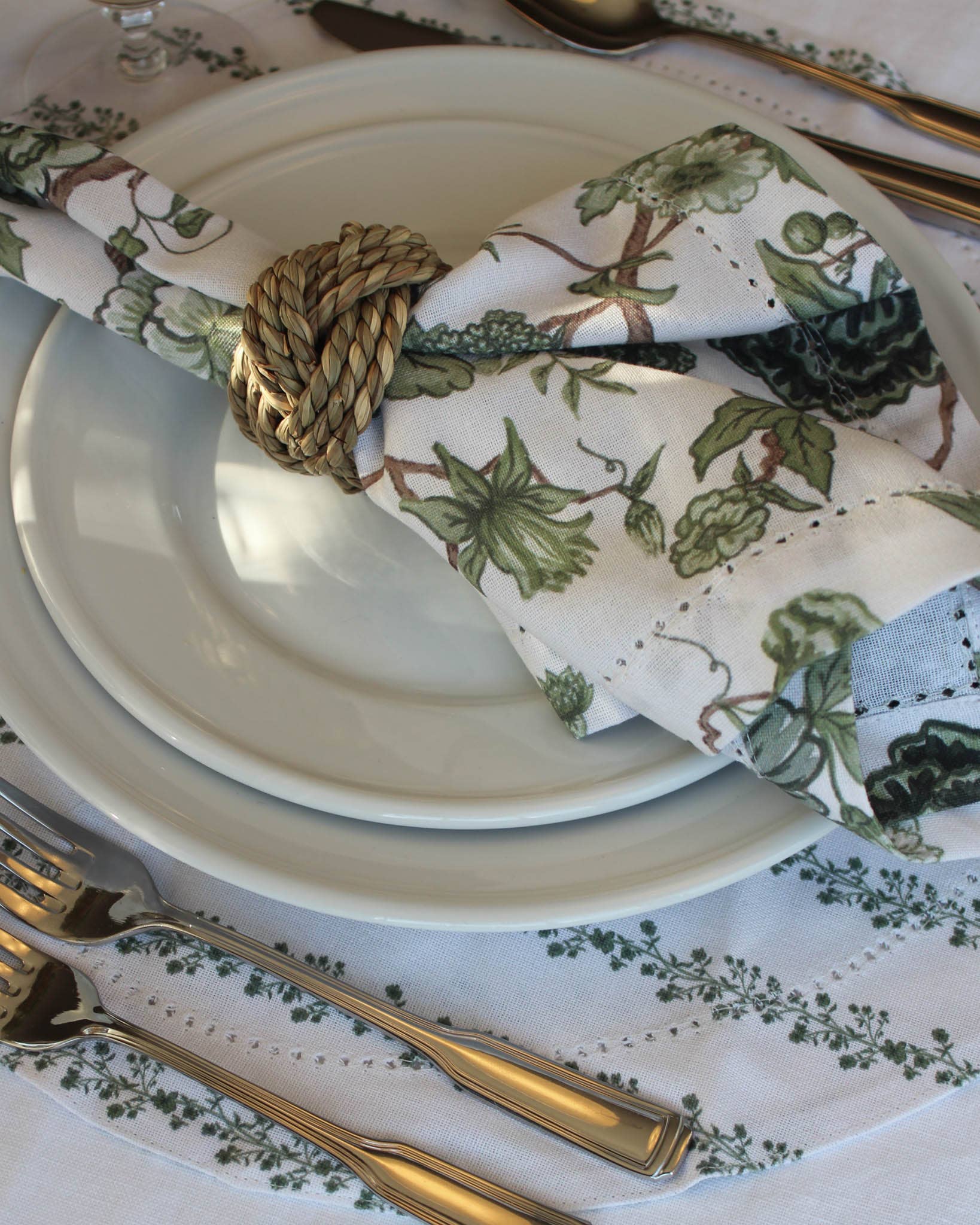 Florence Floral Napkins Set of Four: Fern