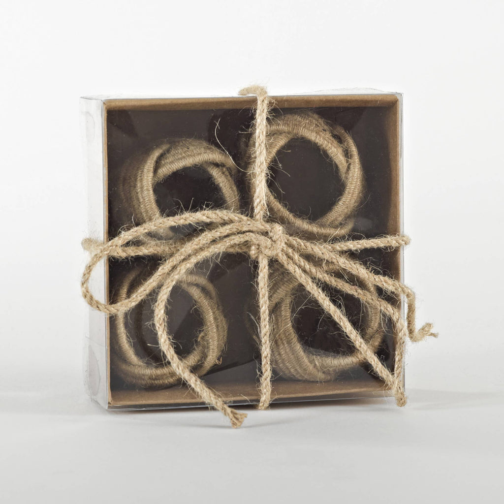 Braided Jute Napkin Ring Set of 4: Natural