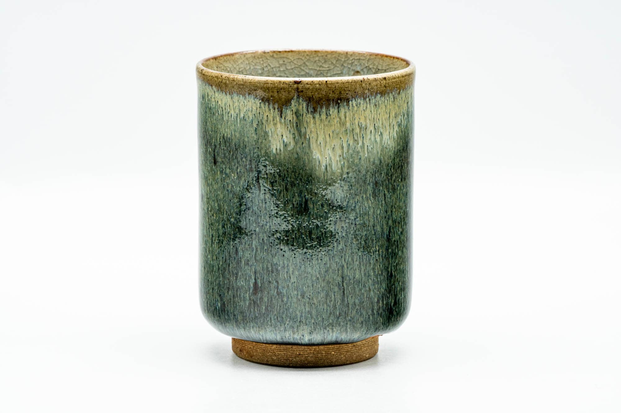 Japanese Teacup - Green Hare's Fur Drip-Glazed Yunomi - 190ml