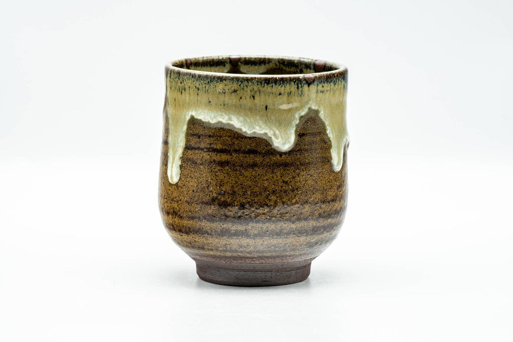 Japanese Teacup - Large Brown Beige Drip-Glazed Yunomi - 240ml