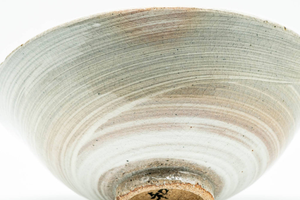 Japanese Matcha Bowl - Grey Pink Hakeme Glazed Summer Chawan - 150ml