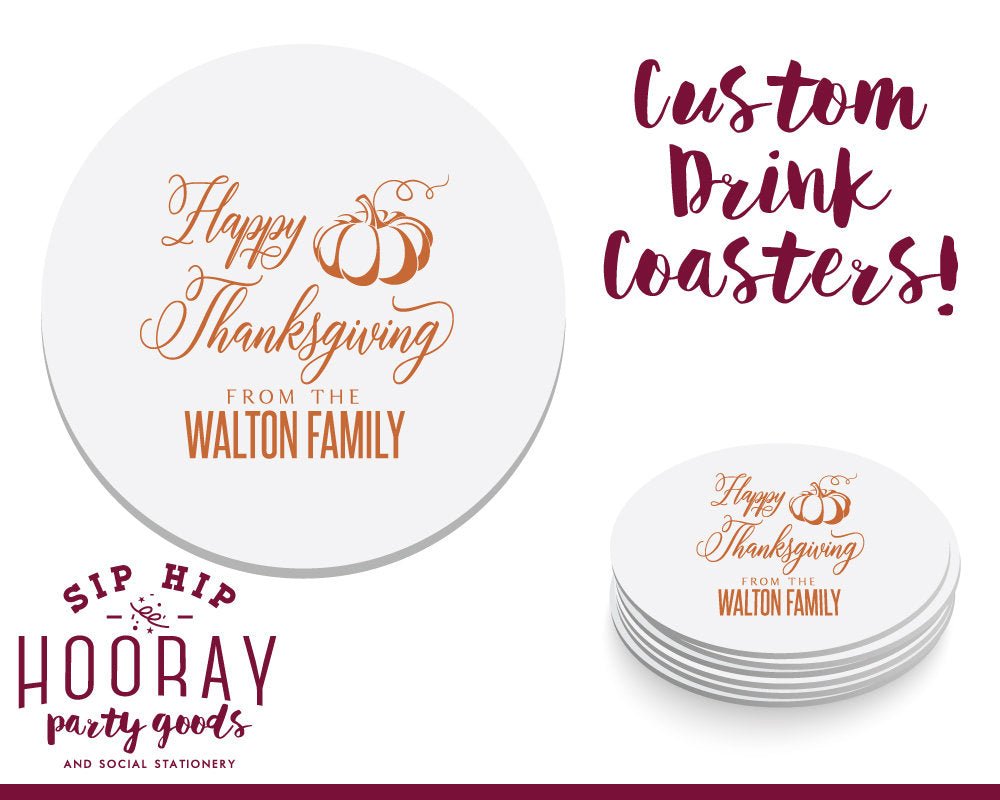 Eat Drink And Be Thankful Thanksgiving Coasters