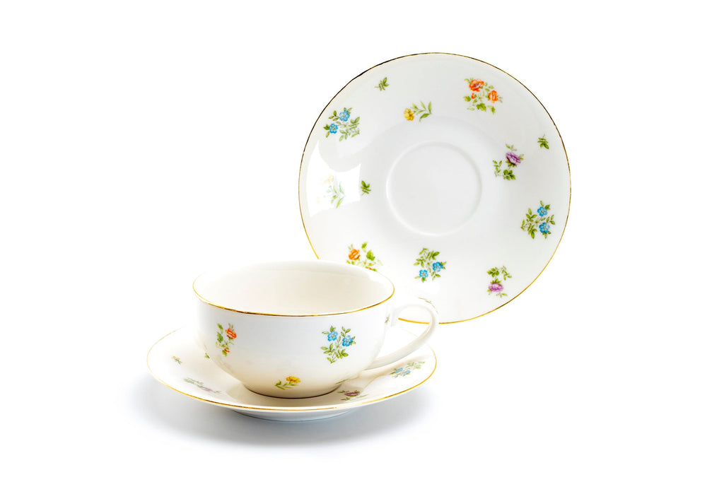 Spring Flowers Fine Porcelain Tea Cup and Saucer
