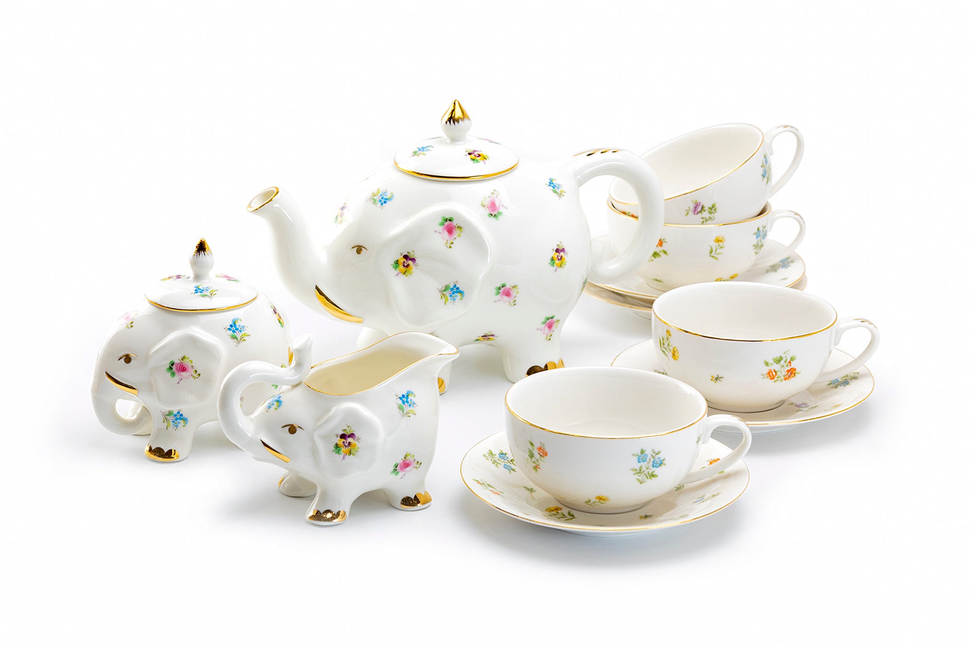 Floral Elephant Fine Porcelain Tea Set