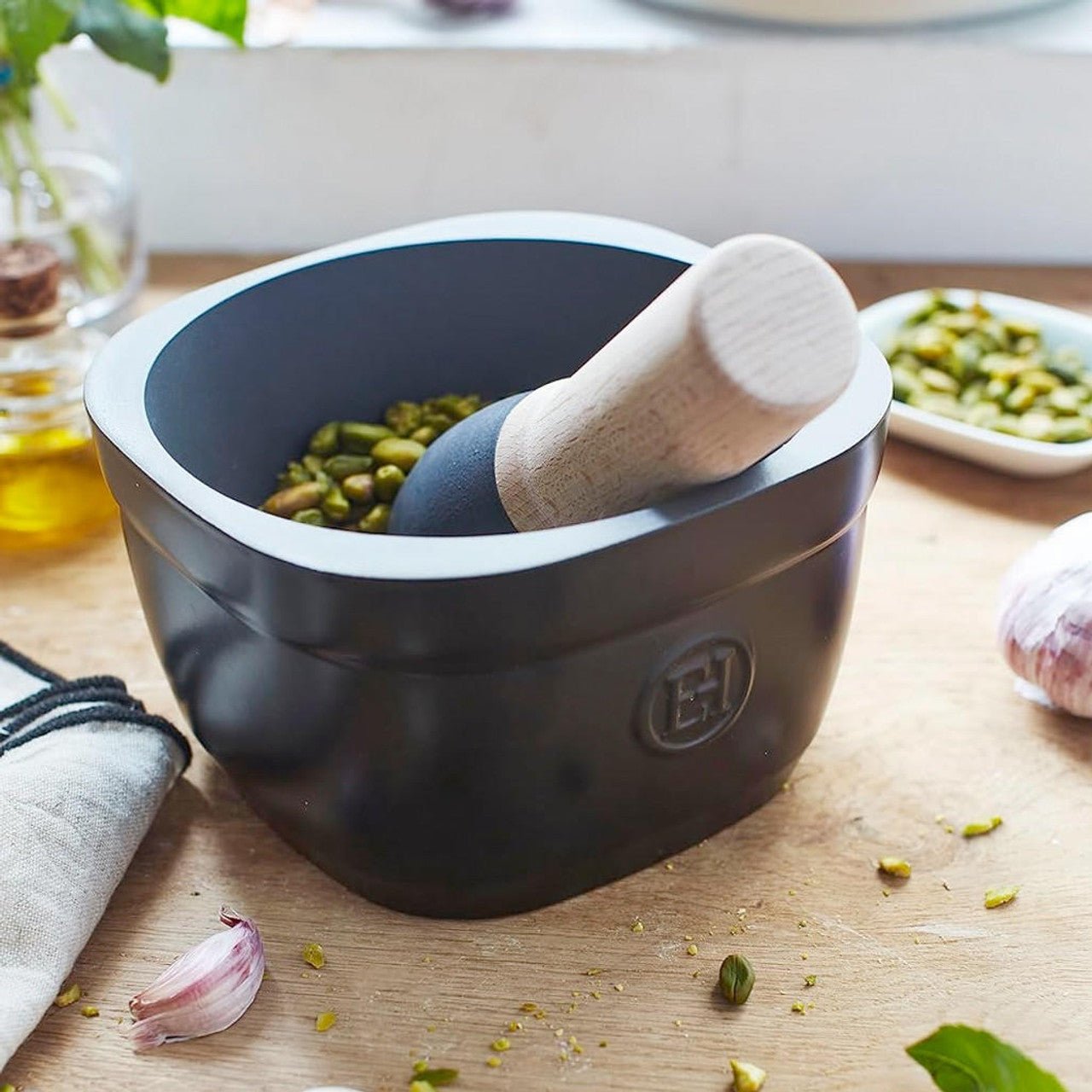 Emile Henry Heavy Mortar and Pestle - Truffle