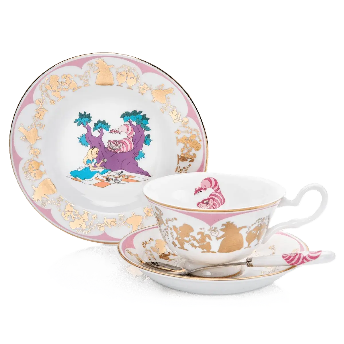 English Ladies Disney Alice in Wonderland Cheshire Cat Tea Set