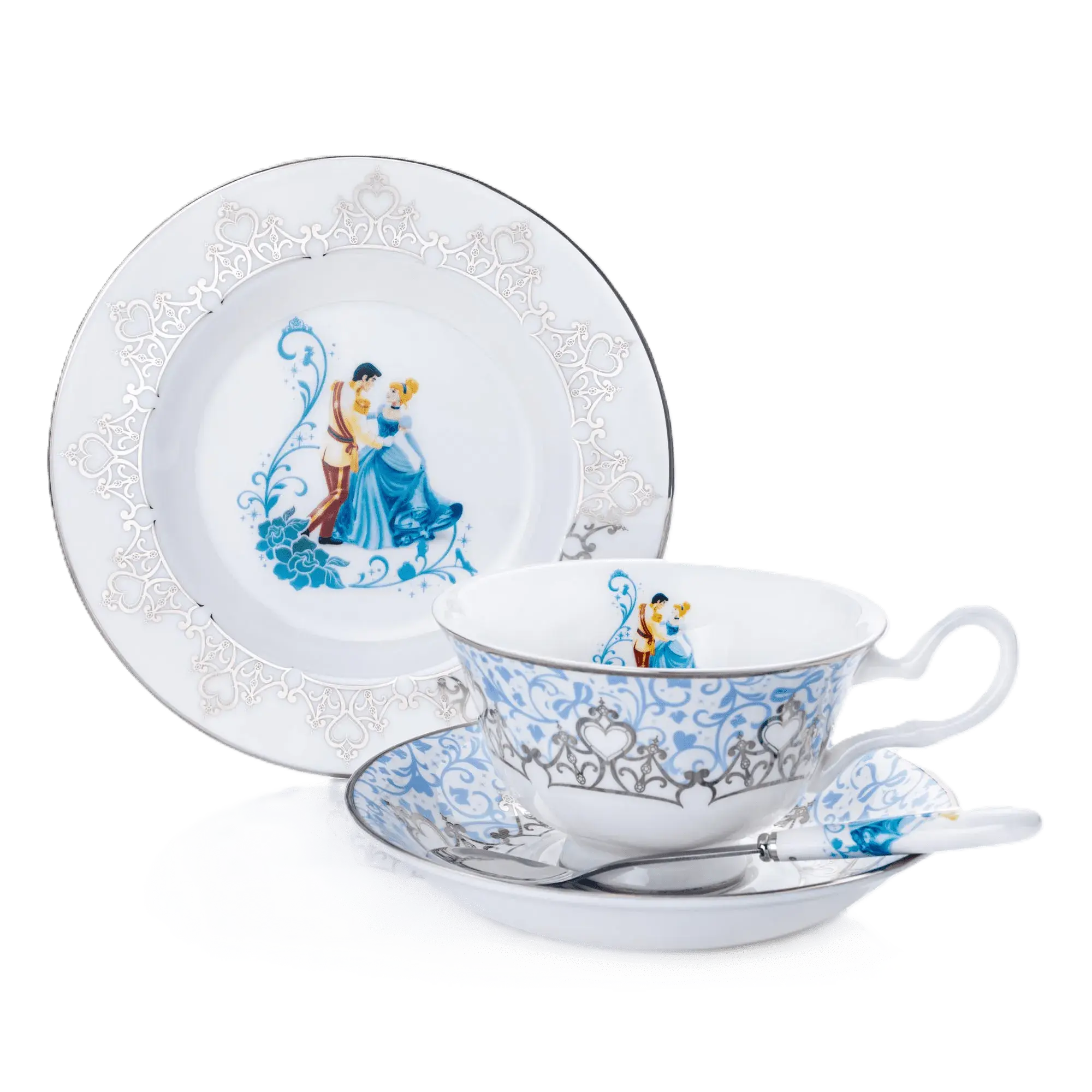 English Ladies Disney Cinderella Wedding 3pc Tea Set