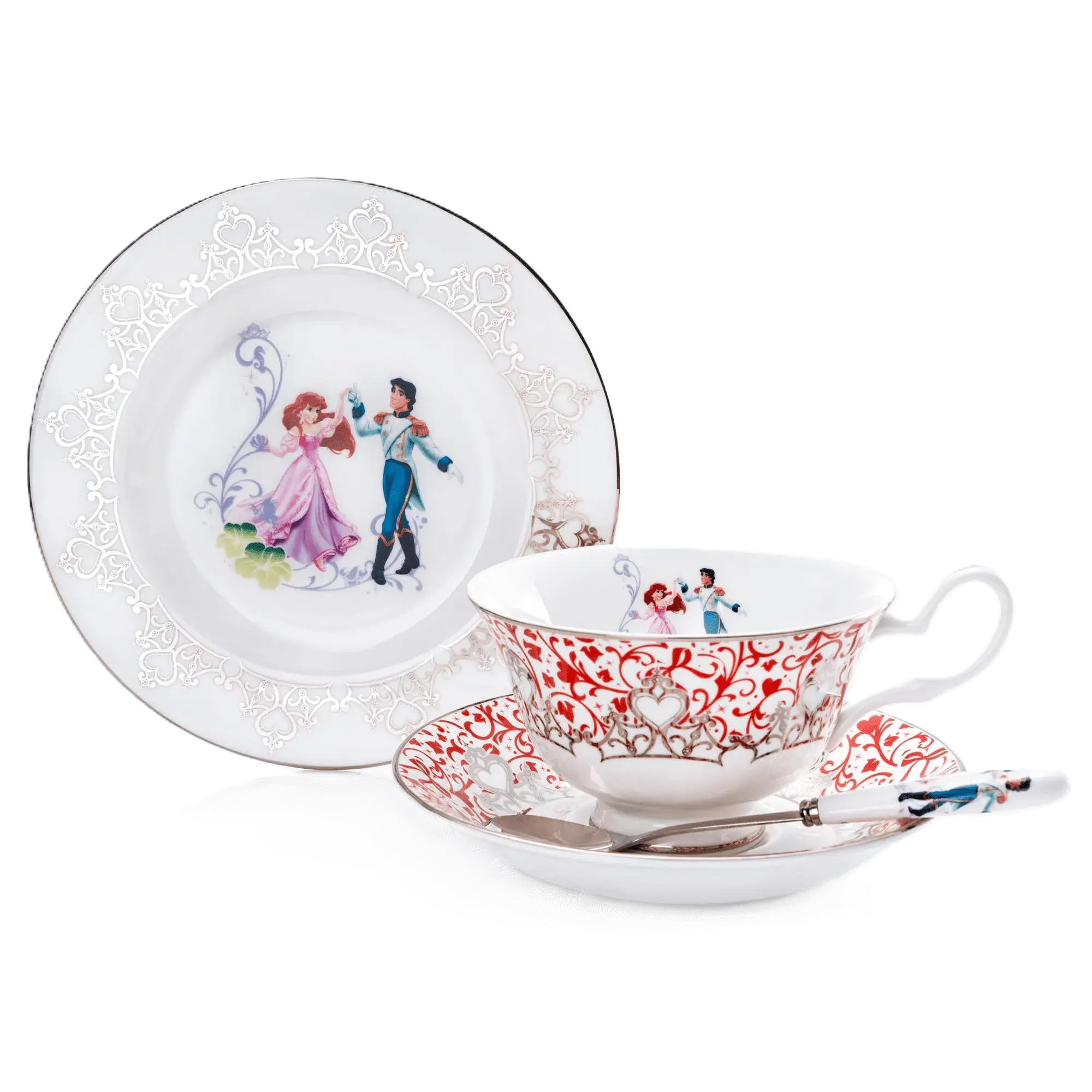 English Ladies Disney Little Mermaid Ariel Wedding 3pc Tea Set