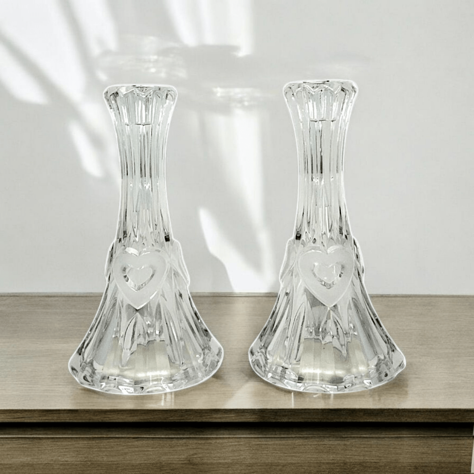 Evita  Crystal Sweet Heart Candle Stick - Pair