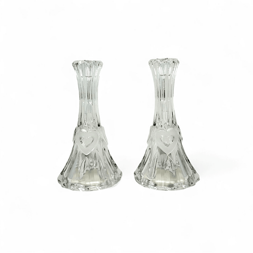 Evita  Crystal Sweet Heart Candle Stick - Pair